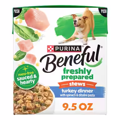 Purina Beneful Freshly Prepared Stews High Protein Turkey Dinner with Spinach & Pasta Chunks in Gravy
