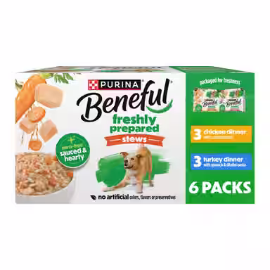Purina Beneful Freshly Prepared Stews Variety Pack High Protein Chicken, Turkey, Pasta, Vegetables & Rice Chunks in Gravy