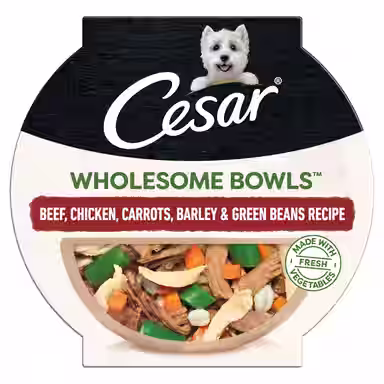 Cesar Wholesome Bowls Beef, Chicken, Carrots, Barley & Green Beans Recipe Small Breed