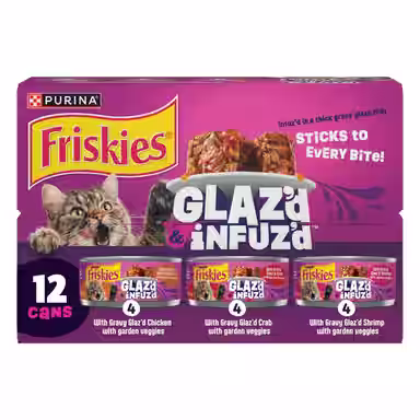 Friskies Glaz’d & Infuz’d Wet Cat Food Variety Pack with Chicken, Crab or Shrimp