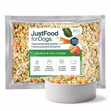 JustFoodForDogs Chicken & Rice Recipe Frozen Human-Grade Fresh