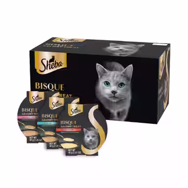 Sheba Bisque Variety Pack Chicken, Tuna, & Salmon Grain-Free Lickable Cat Treats & Food Topper