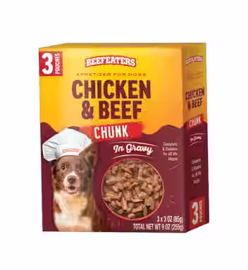 Beefeaters Chicken & Beef Chunk in Gravy Grain-Free Dog Food Topper, case of 24