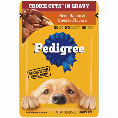 Pedigree Choice Cuts in Gravy Beef, Bacon, & Cheese Flavors