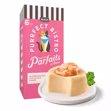 Merrick Purrfect Bistro Petite Parfaits Chicken Mousse with Whole Shrimp in Glaze Gravy