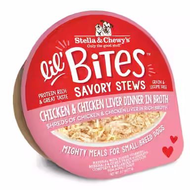 Stella & Chewy's Lil Bites Savory Stews Grain-Free Chicken & Chicken Liver in Broth Flavored Shredded Small Breed