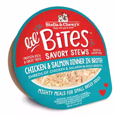 Stella & Chewy's Lil Bites Savory Stews Grain-Free Chicken & Salmon in Broth Flavored Shredded Small Breed