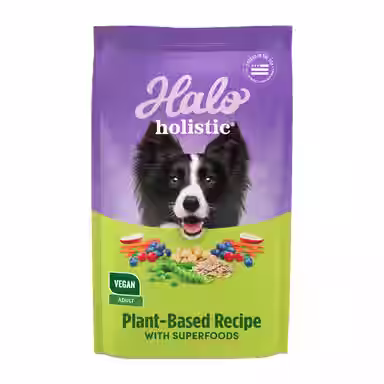 Halo Holistic Vegan Dog Food Complete Digestive Health Plant-Based Recipe with Superfoods Adult Formula