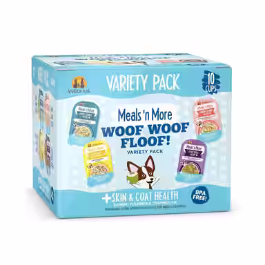 Weruva Meals 'n More Natural Wet Dog Food, Woof Woof Floof! Skin & Coat Health Variety Pack