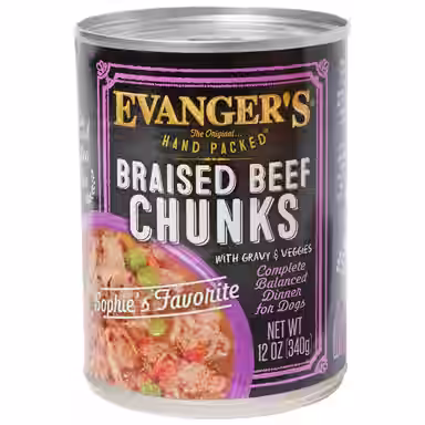 Evanger's Grain-Free Hand Packed Braised Beef Chunks with Gravy