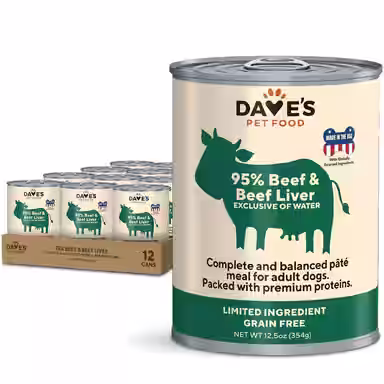 Dave's Pet Food 95% Premium Beef & Beef Liver Pate Grain-Free Recipe