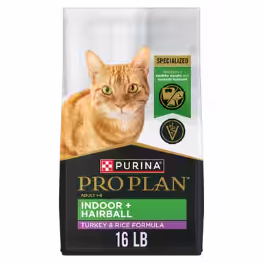 Purina Pro Plan Adult Indoor Hairball Management Turkey & Rice Formula