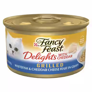 Fancy Feast Delights with Cheddar Grilled Whitefish & Cheddar Cheese Feast in Gravy