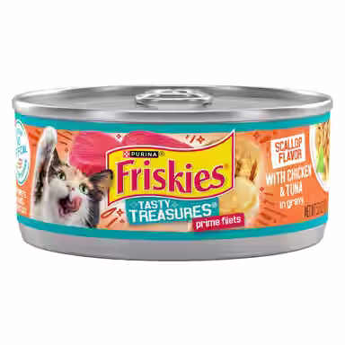 Friskies Tasty Treasures Chicken, Tuna & Scallop Flavor in Gravy