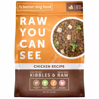 A Better Treat Raw You Can See Chicken Recipe High-Protein Kibble & Raw Freeze-Dried
