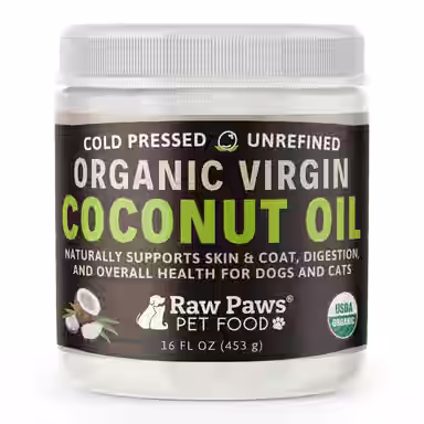 Raw Paws Organic Virgin Coconut Oil for Dogs & Cats, Skin & Coat Support Supplement