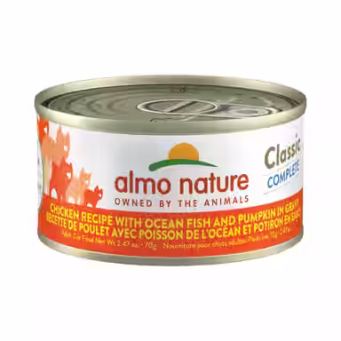 Almo Nature Classic Complete Chicken Recipe with Ocean Fish & Pumpkin in Gravy