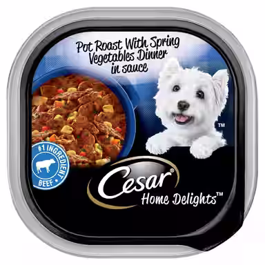 Cesar Home Delights Pot Roast with Spring Vegetables Dinner in Sauce Small Breed