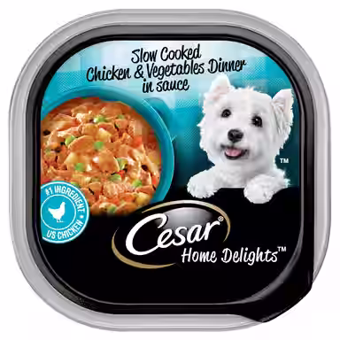 Cesar Home Delights Slow Cooked Chicken & Vegetables Dinner in Sauce Small Breed