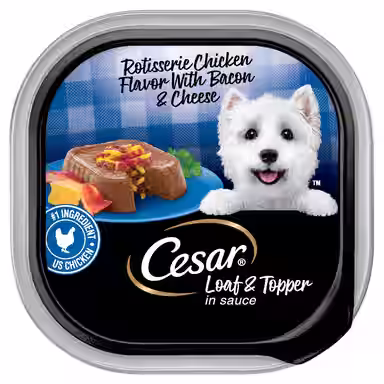 Cesar Loaf & Topper in Sauce Rotisserie Chicken Flavor with Bacon & Cheese