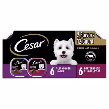 Cesar Classic Loaf in Sauce Filet Mignon & Porterhouse Steak Flavors Variety Pack Grain-Free Small Breed