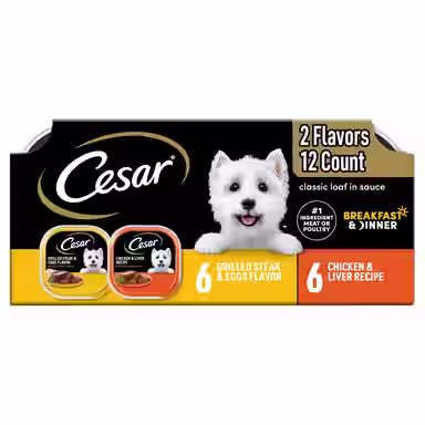 Cesar Classic Loaf in Sauce Breakfast & Dinner Mealtime Variety Pack Grain-Free Small Breed