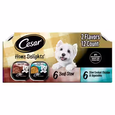 Cesar Home Delights Slow Cooked Chicken & Vegetables & Beef Stew Variety Pack Small Breed