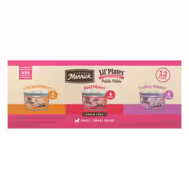 Merrick Lil' Plates Petite Pates Grain-Free Small Breed Wet Dog Food, Variety Pack
