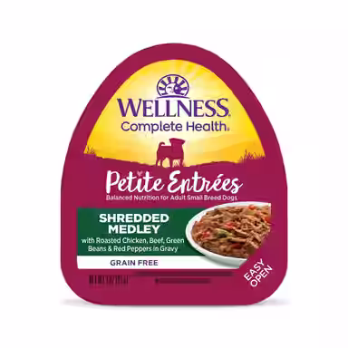 Wellness Complete Health Petite Entrees Adult Small Breed Grain-Free Chicken, Beef, Green Beans & Red Peppers Shredded Medley