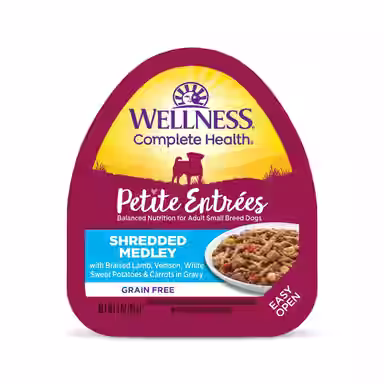 Wellness Complete Health Petite Entrees Adult Small Breed Grain-Free Lamb, Venison, Sweet Potatoes & Carrots Shredded Medley