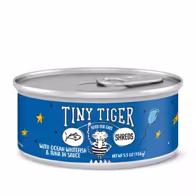 Tiny Tiger Shreds with Ocean Whitefish & Tuna in Sauce